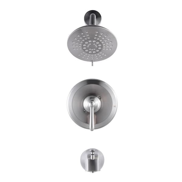 IVIGA Single Handle 5-Spray Shower Faucet 1.8 GPM with High Pressure Tub Spout in Brushed Nickel (Vlave Included)