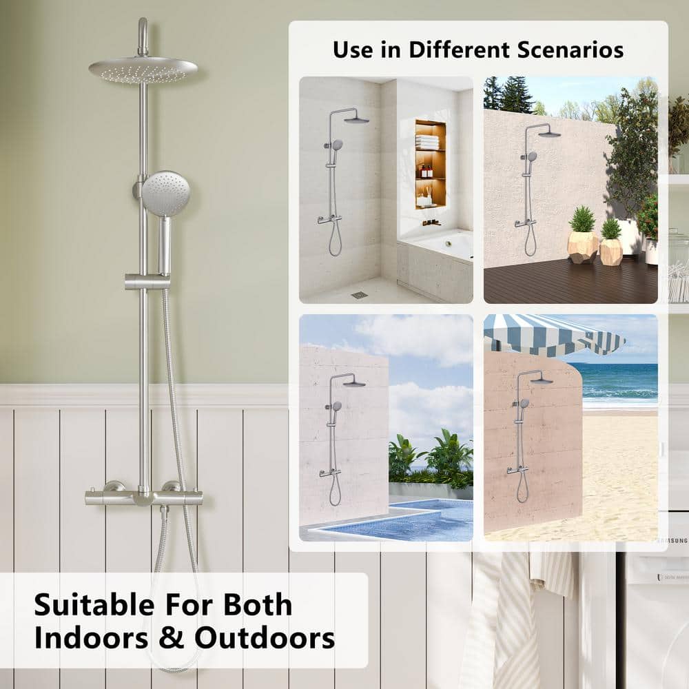 Brushed Nickel Dual Rain and Handheld Shower System