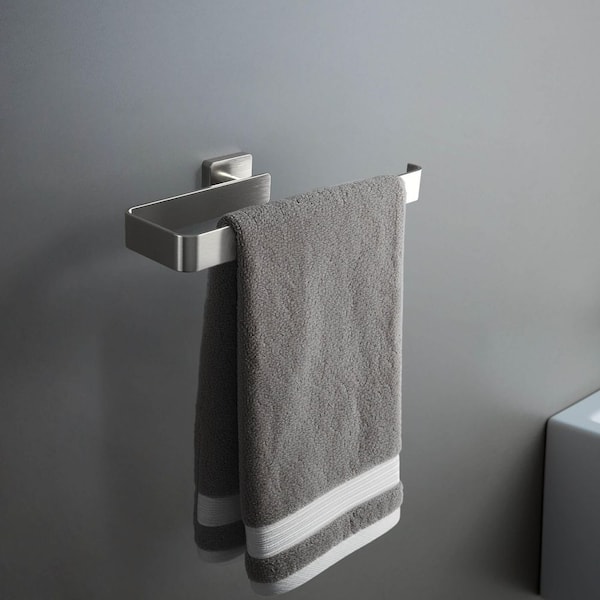 Bathroom Accessories 9.7 in. Wall Mounted Towel Bar in Brushed Nickel