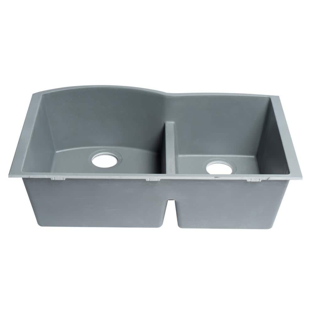 Titanium Gray Double Bowl Granite Composite Undermount Kitchen Sink