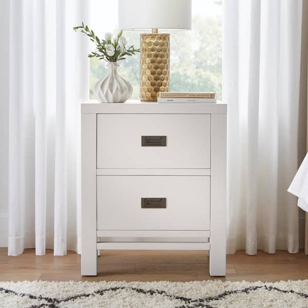 Home Decorators Collection Calden Bright White 2-Drawer Nightstand (26 in. H x 22 in. W x 16 in. D)