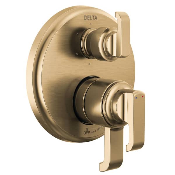 Delta Tetra Gold 2-Handle Wall-Mount Valve Trim Kit 6-Setting Int. Div. in Lumicoat Champagne Bronze (Valve Not Included)