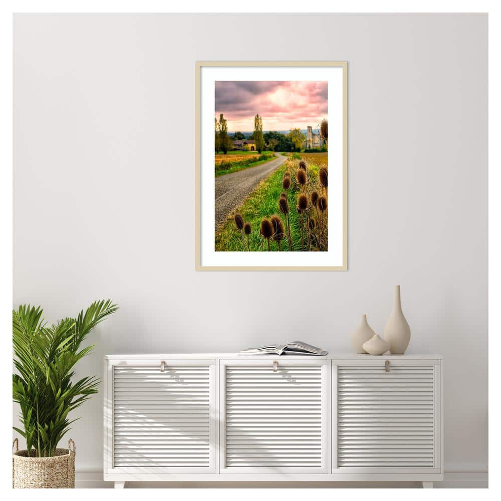 Chateau Tauzia Thistles Scenic Photography Print in Svelte Natural Frame