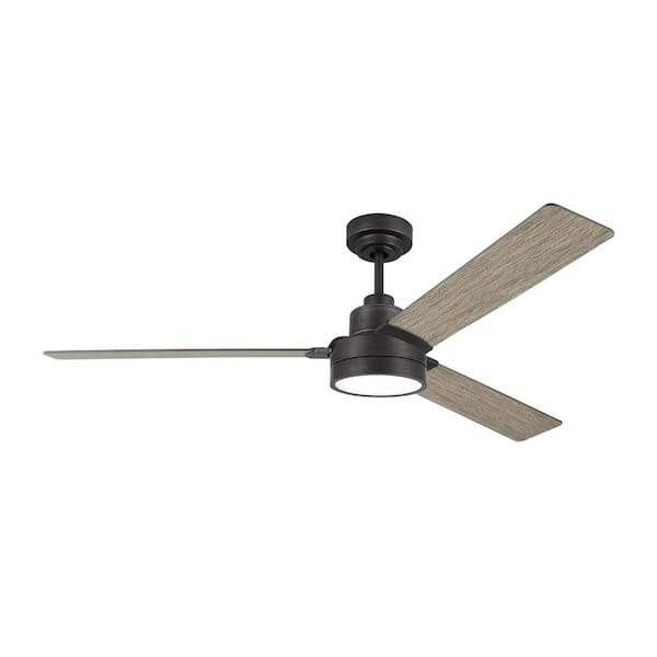 Jovie 58 in. Modern Indoor/Outdoor Aged Pewter Ceiling Fan with Light Grey Weathered Oak Blades and Wall Control