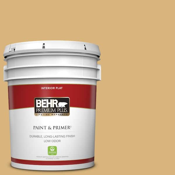 BEHR PREMIUM PLUS 5 gal. #M300-4 Gilded Flat Low Odor Interior Paint & Primer