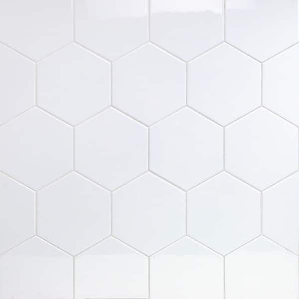 Ivy Hill Tile Bethlehem Pure Hexagon White 5.9 in. x 6.96 in. Polished Ceramic Wall Tile (7.96 sq. ft. / Case)