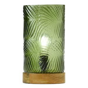 Atticus 11.5 in. Green Accent Lamp with Textured Glass