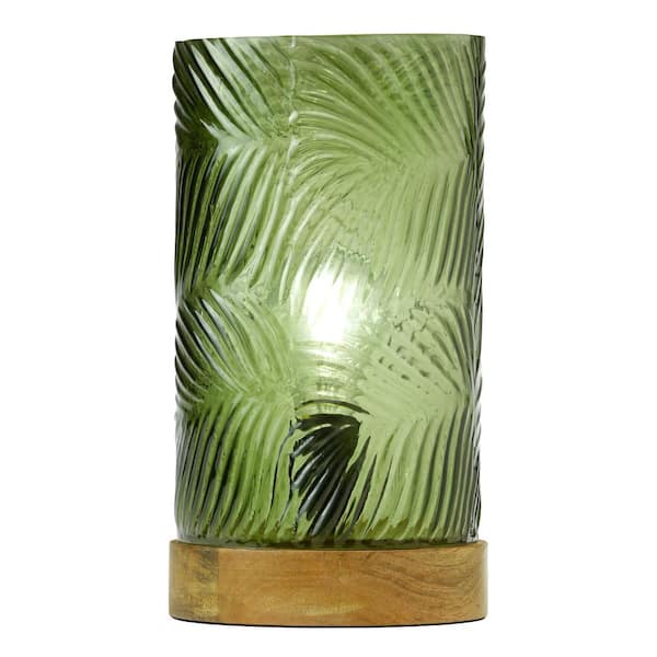 River of Goods Atticus 11.5 in. Green Accent Lamp with Textured Glass