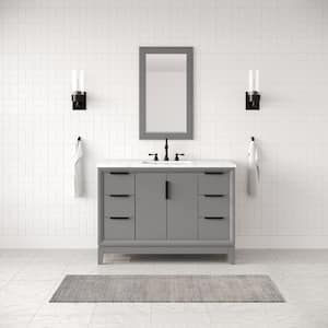 Elizabeth 48 in. Cashmere Grey With Carrara White Marble Vanity Top With Ceramics White Basins and Mirror and Faucet