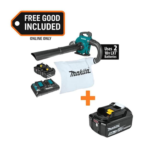 LXT 18V X2 (36V) 120 MPH 473 CFM Brushless Blower Kit with Vacuum Attachment Kit (5.0 Ah) w/ 18V LXT Battery Pack 5.0Ah