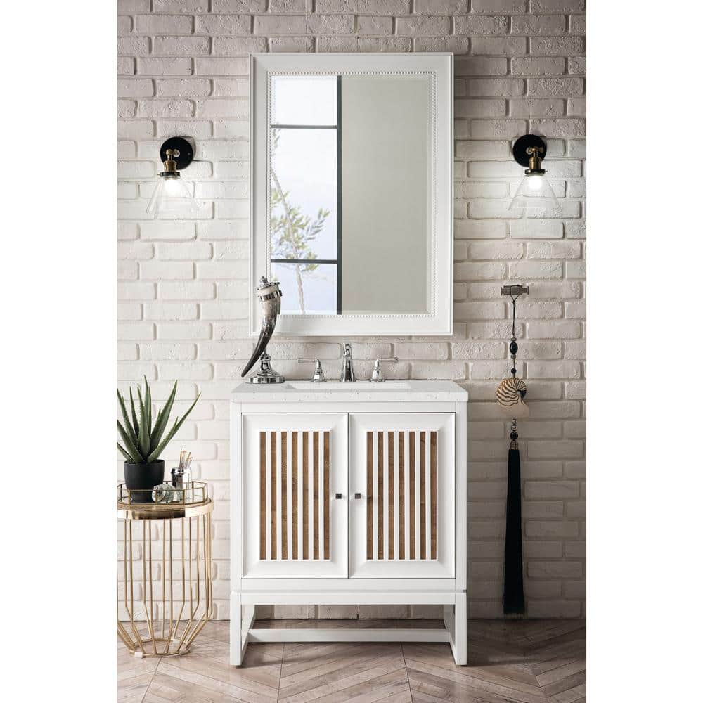 Athens 30" Glossy White Single Bathroom Vanity with Quartz Top
