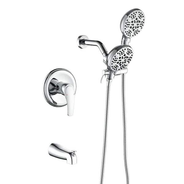 Vara Single Handle 7-Spray 3-Way Tub and Shower Faucet 1.8 GPM in Polished Chrome Pressure Balance Valve Included