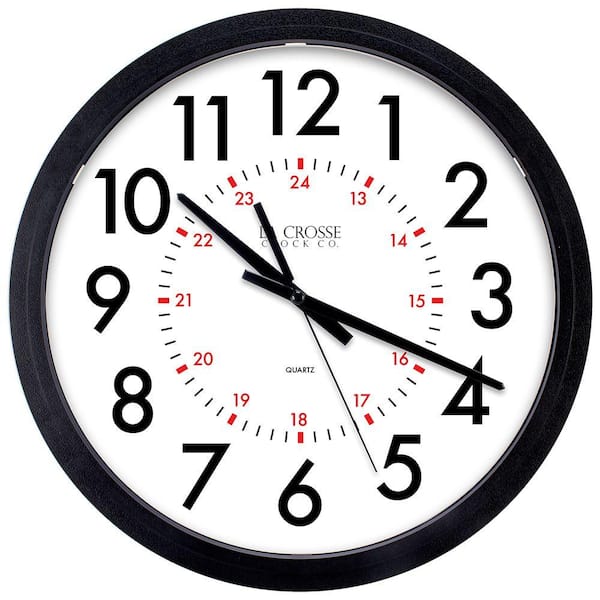 La Crosse Technology 14 in. W x 14 in. H Info-Tech Black Round Commercial Analog Wall Clock