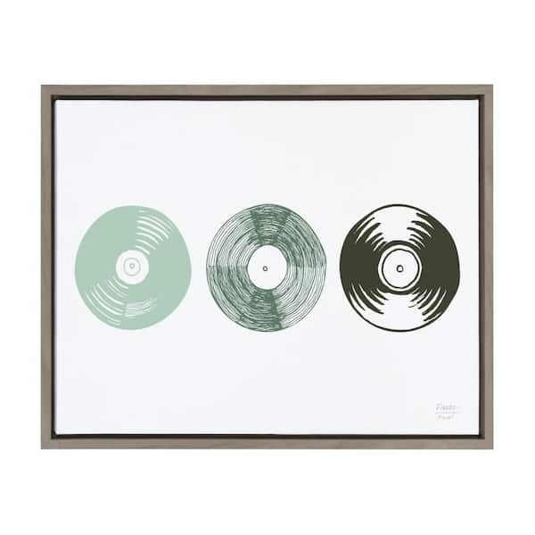 Kate and Laurel Sylvie "Three Records" by Statement Goods Framed Canvas Culture Wall Art 24 in. x 18 in.