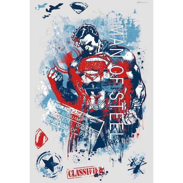 Unbranded 2.5 in. x 27 in. Superman Man of Steel Distressed Graphic Peel and Stick Giant Wall Decals