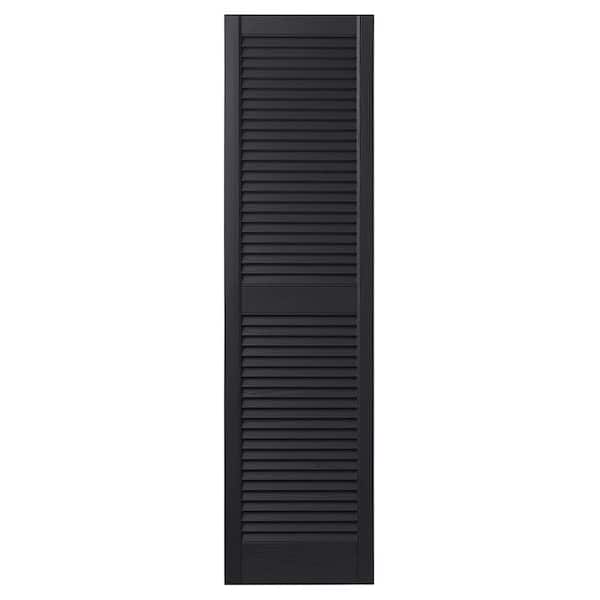 Ply Gem 15 in. x 47 in. Open Louvered Polypropylene Shutters Pair in Black