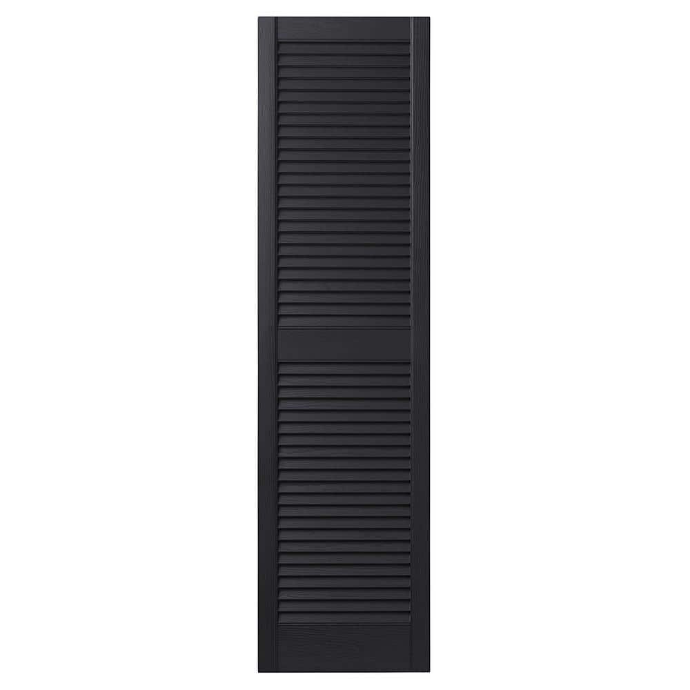 15 in. x 59 in. Open Louvered Polypropylene Shutters Pair in Black