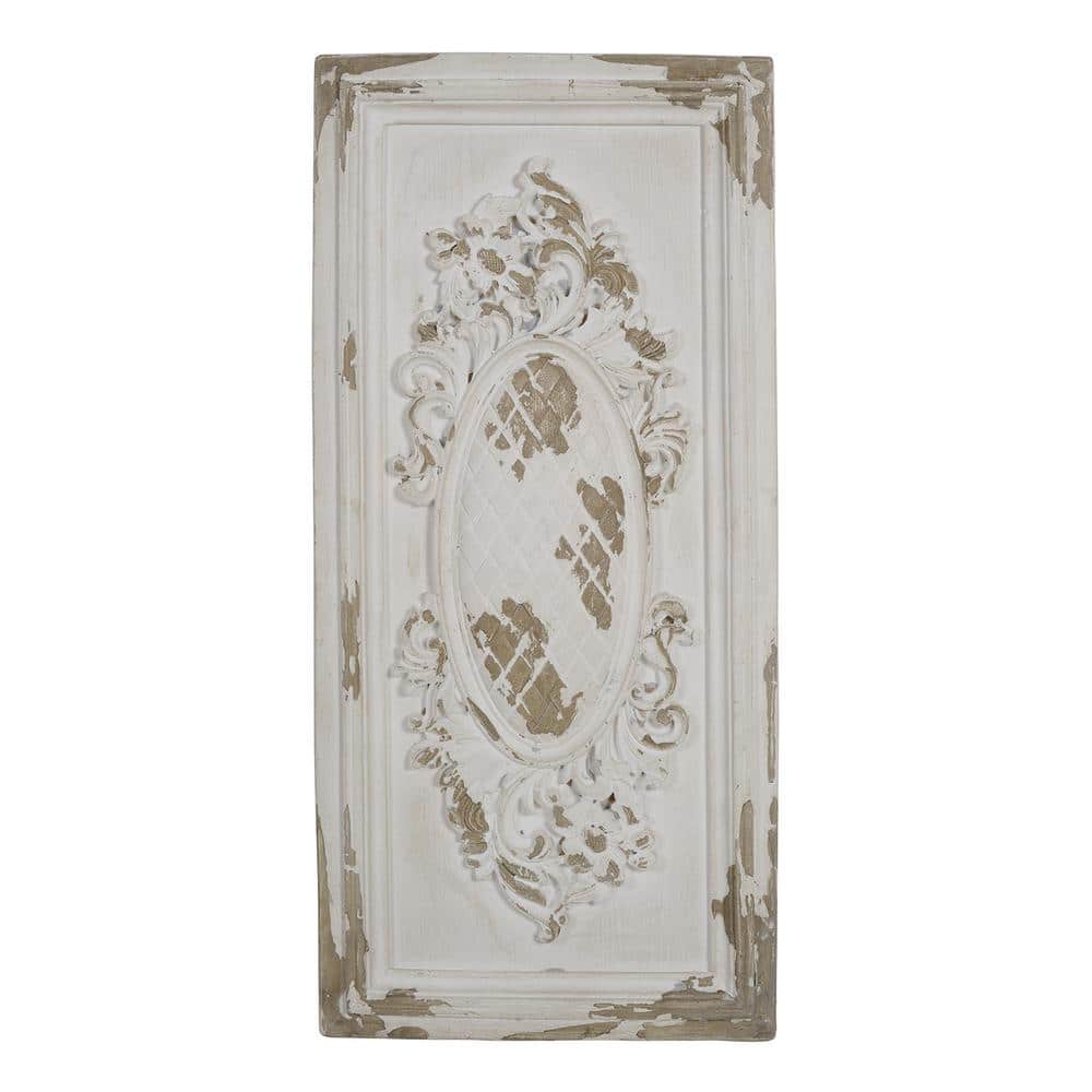 39.40 in. x 18.10 in. Cream Wall Art Panel, Rectangle Wall Sculpture Wall A