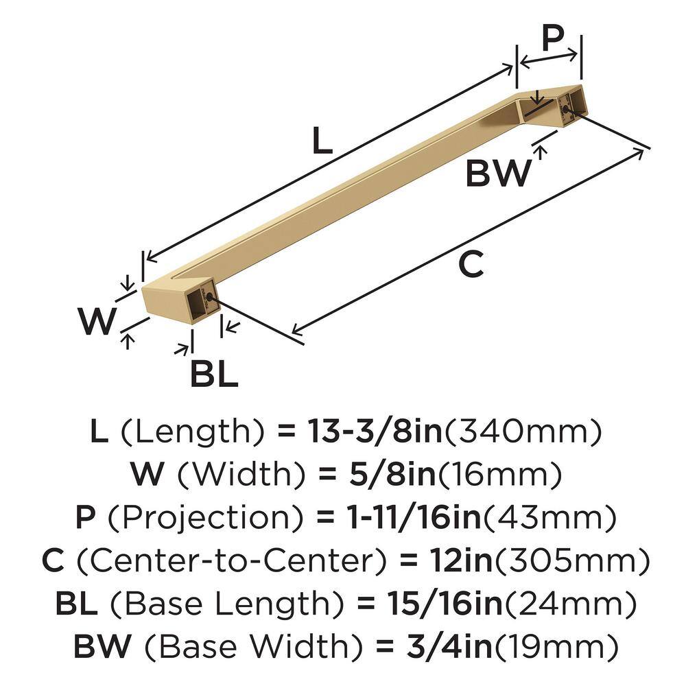 Champagne Bronze 12" Modern Appliance Pull with Mounting Hardware