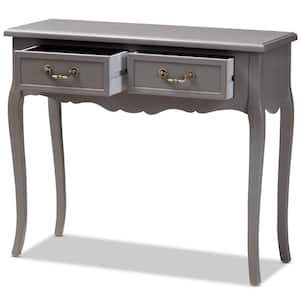 Capucine 36 in. Gray Standard Rectangle Wood Console Table with 2-Drawers