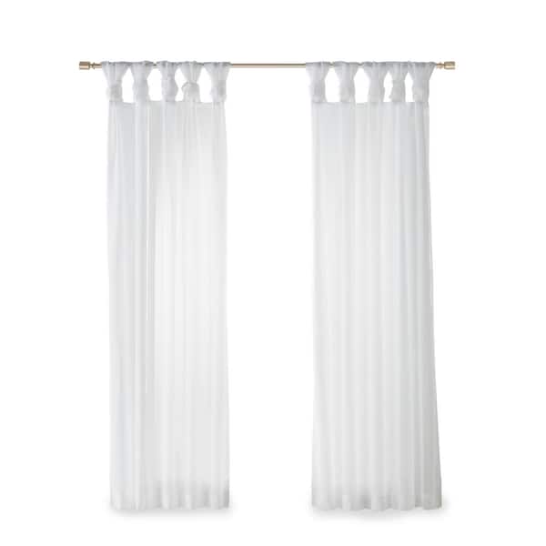 Madison Park Elowen White Polyester 50 in. W x 63 in. L Tab Top Sheer Curtain (Double Panel)