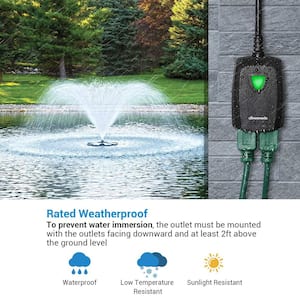 Outdoor Remote Control Outlet Switch, Wireless Light Switch Plug in, Weatherproof, Smart Adapter