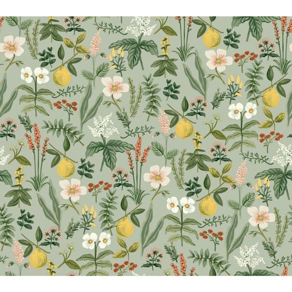 Herb Garden Sage Botanical Premium Peel and Stick Wallpaper
