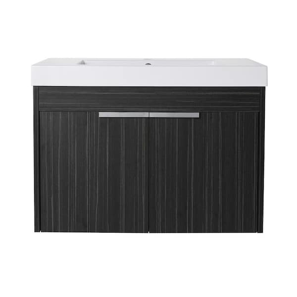 JimsMaison 30 in. W x 18 in. D x 22 in. H Floating Bath Vanity in Dawn Grey with White Cultured Marble Top