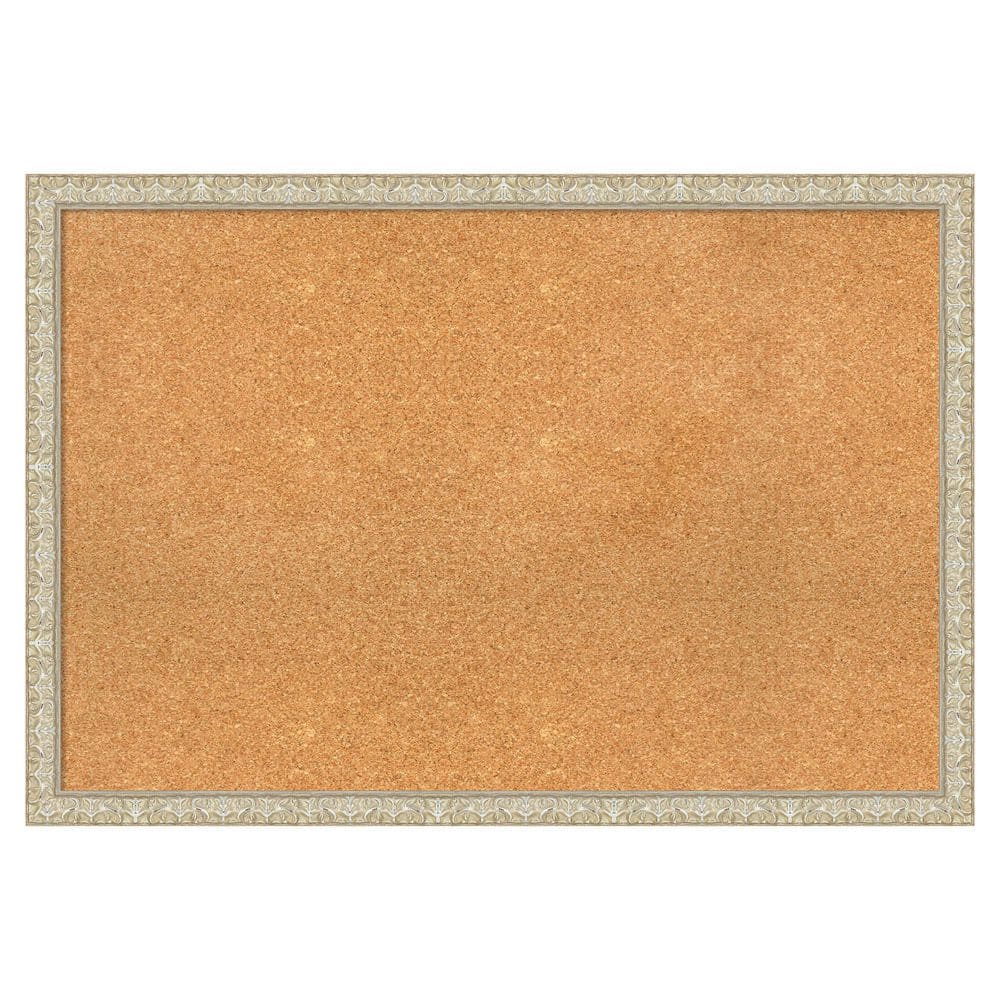 Lila Silver 38 in. x 26 in. Wood Framed Natural Cork Memo Board price history on PriceWatchPro