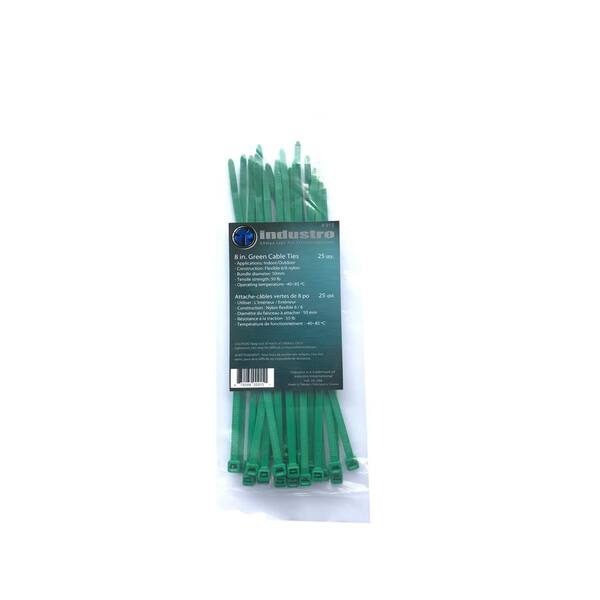 Unbranded 8 in. Green Cable Ties (25-Pack)