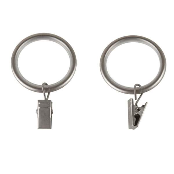 Home Decorators Collection Brushed Nickel Steel Curtain Rings with Clips  (Set of 7) DHU-BN888002 - The Home Depot