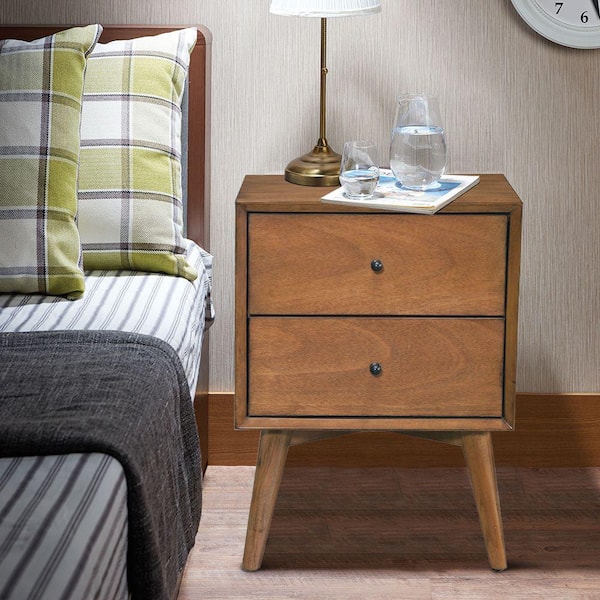 Benjara Acron Mid Century Mahogany Wood Nightstand 15 in. L x 18 in. W x 26 in.