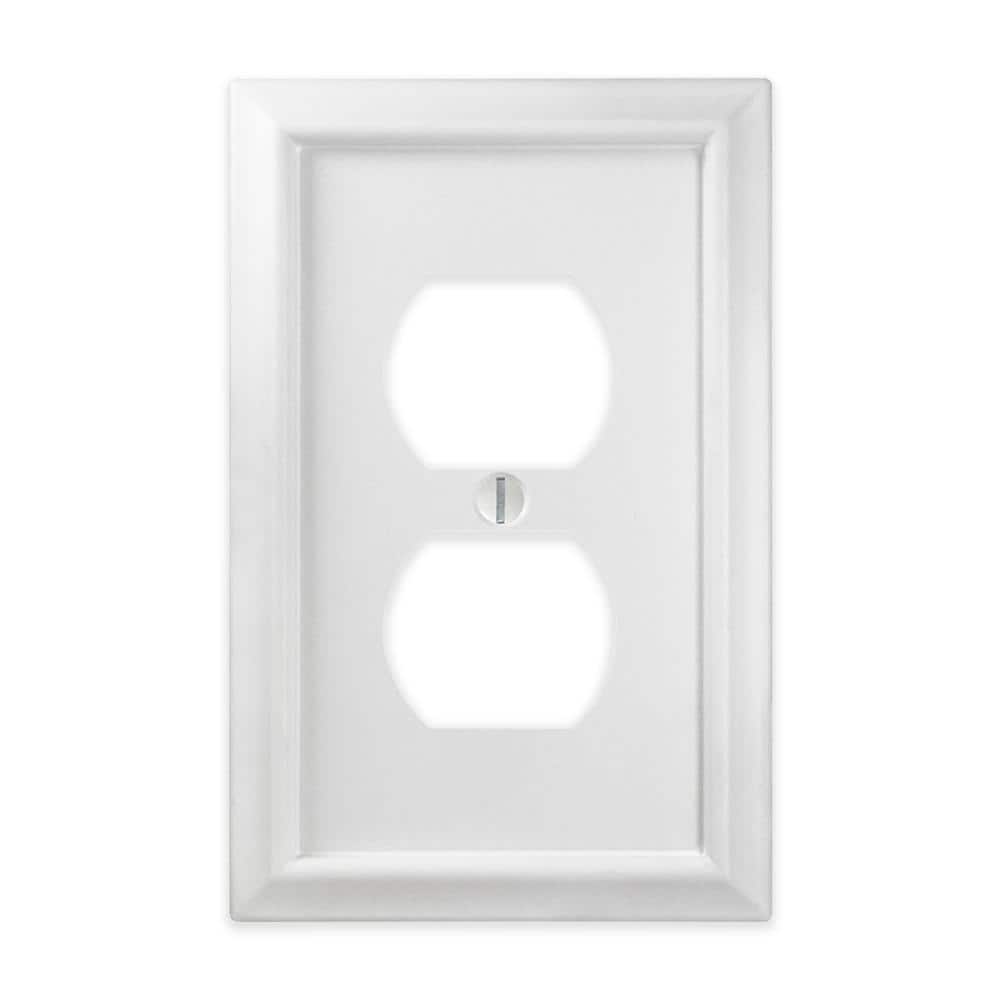 White 2 Gang Single Duplex Outlet Plate