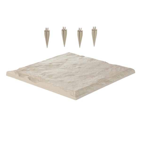 Garden Stepping Stones, 8Pcs 15. 5in. L x 15. 5in. W, Decorative Stepping Stones with Stakes, Weather-Resistant, Beige