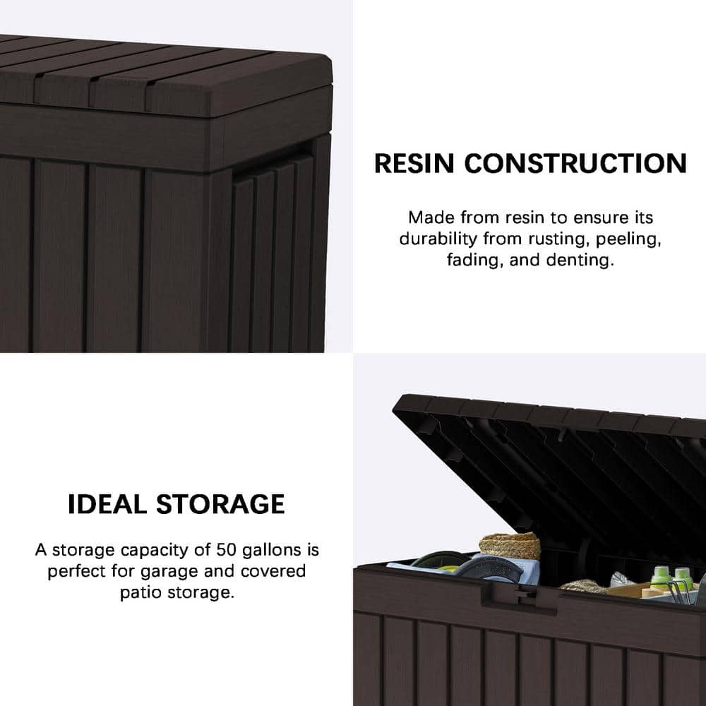 Brown 50 Gallon Lockable Resin Deck Box