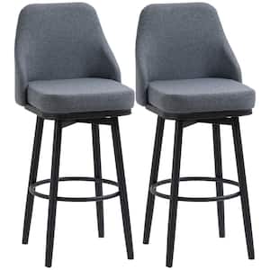 42.25 in. Dark Grey High Back Metal Frame 29.5 in. Bar Stools with Steel Legs and Footrest (Set of 2)