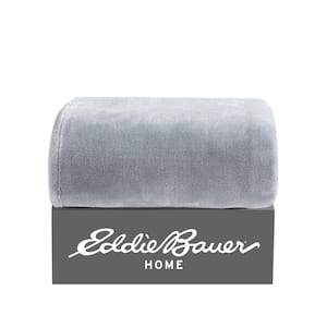 Solid Plush Gray Microfiber Throw Blanket