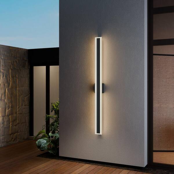 47.2 in. 1 Light Black Modern Linear Integrated LED Indoor Outdoor Wall Sconce