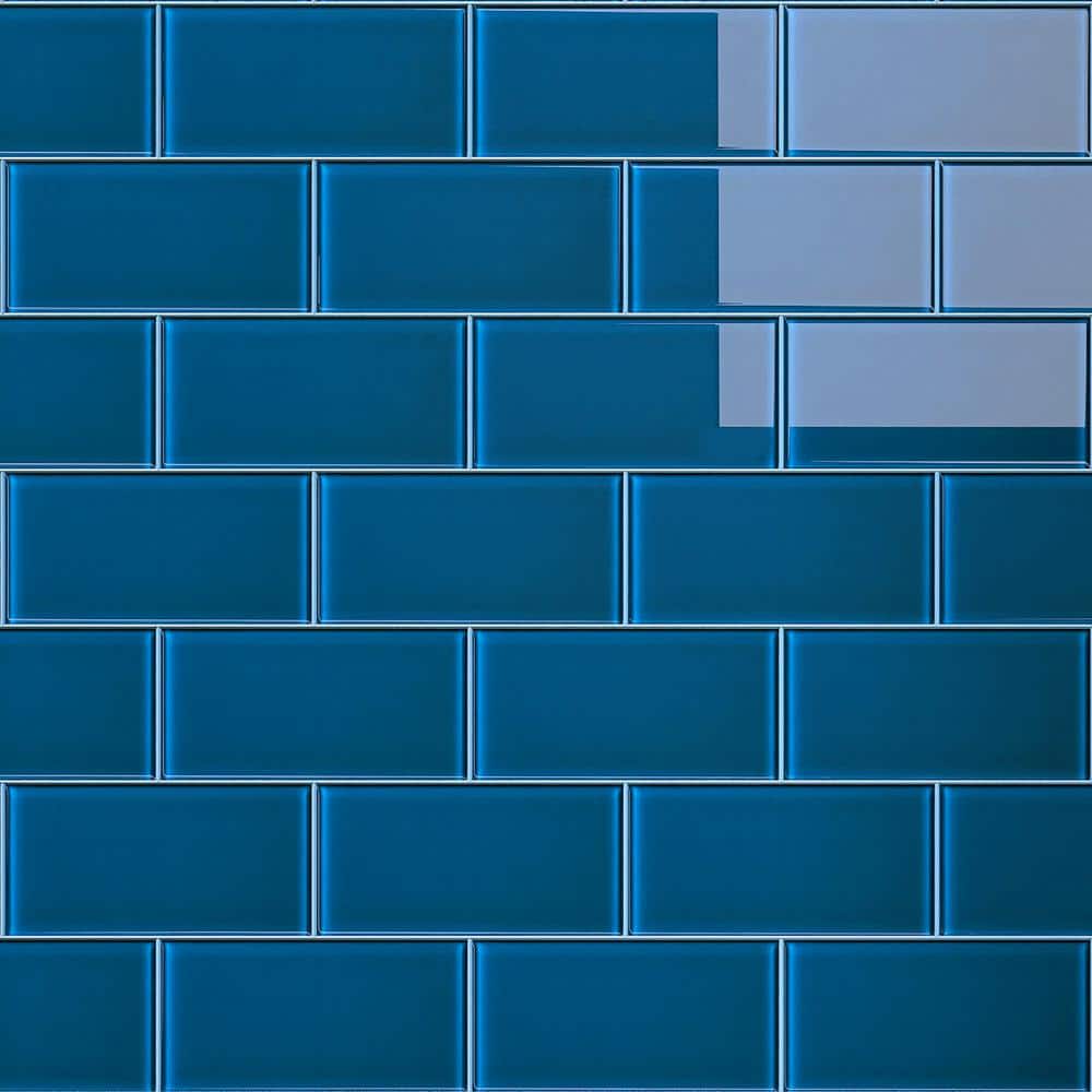 Crystile Turquoise 6 in. x 3 in. Subway Glossy Glass Mosaic Tile Sample price history on PriceWatchPro