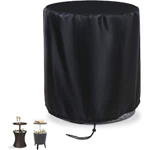 Waterproof Patio Furniture Cover Silver-coated Rust Proof Patio Round Cooler Bar Table Cover 21 in.D X 23 in.H, Black