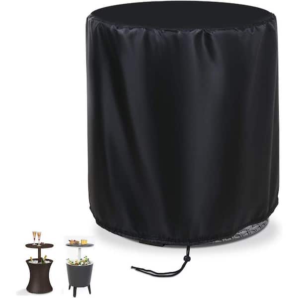 Shatex Waterproof Patio Furniture Cover Silver-coated Rust Proof Patio Round Cooler Bar Table Cover 21 in.D X 23 in.H, Black