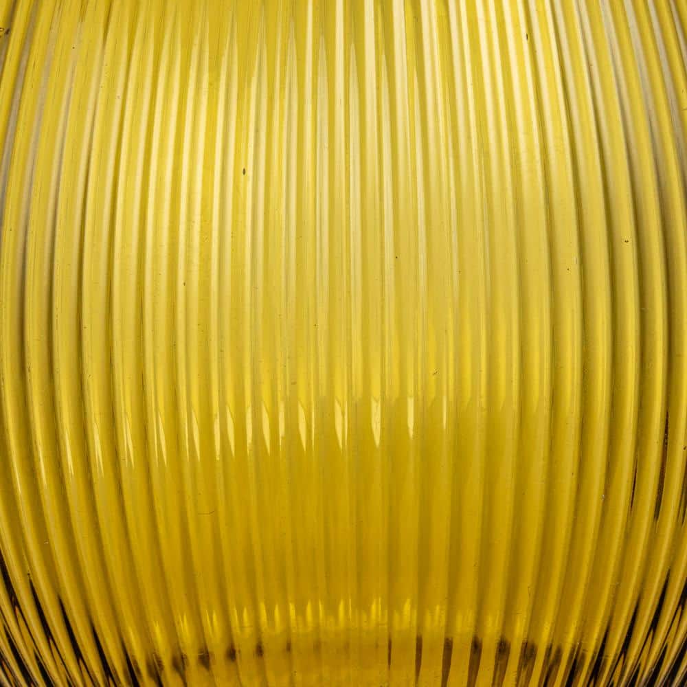 Amber Ribbed Glass Round Pitcher for Serving