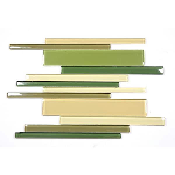 Modern Yellow Green 12 in. x 12 in. Mixed Glass Mosaic Wall Tile (10 sq. ft./Case)