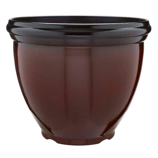 Southern Patio Heritage 18 in. Dia Chocolate Cherry Resin Planter