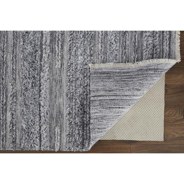 2 ft. x 8 ft. Gray, Ivory Striped Area Rug