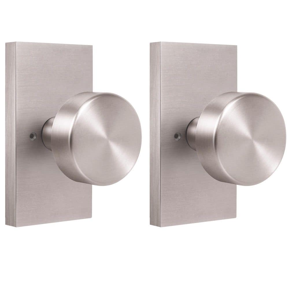 Modern Metal Satin Nickel Interior Dummy Door Knob 2 Pack with Round Knob and Rectangular Backplate price history on PriceWatchPro