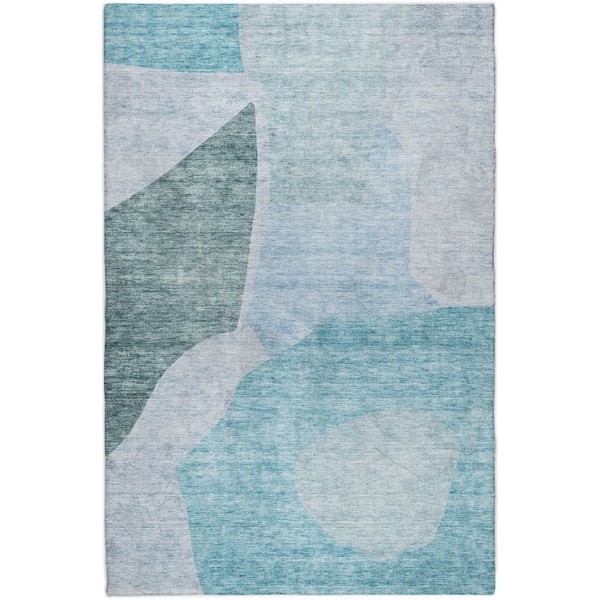 Dream Shag Premium Machine Washable Abstract ADS665 Teal 10 ft. x 14 ft. Area Rug