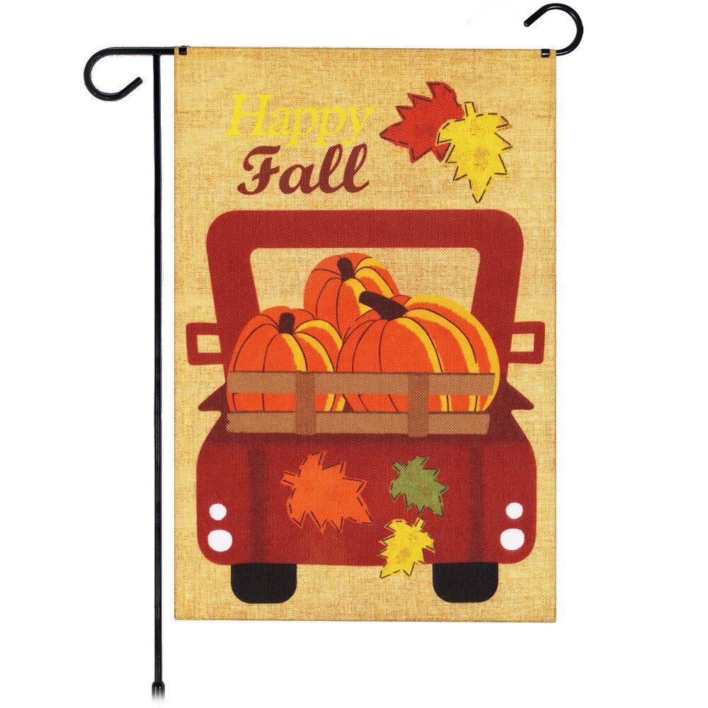 1 ft. x 1.5 ft. Burlap Happy Fall Pumpkins in Truck Garden Flag Printed Burlap price history on PriceWatchPro