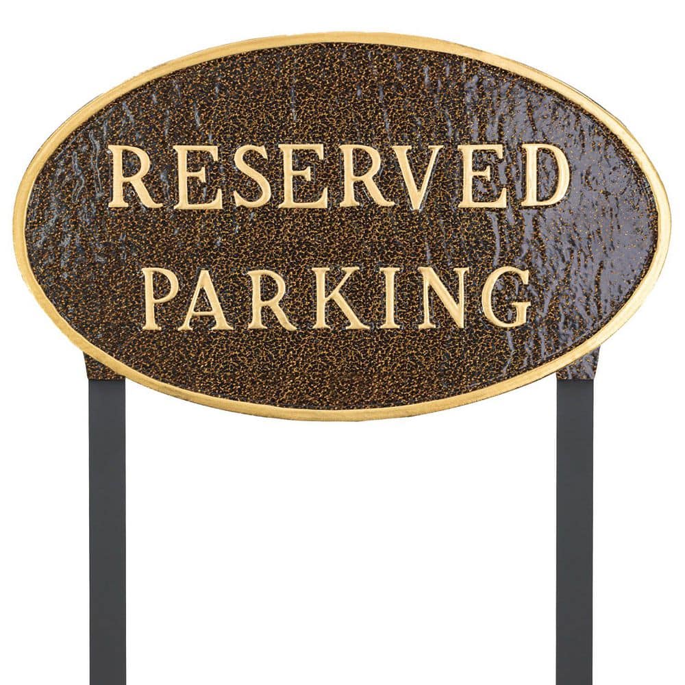 "10"" x 18"" Large Oval Reserved Parking Statement Plaque Sign with Lawn Stakes-Hammered Bronze" price history on PriceWatchPro