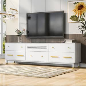 78.7 in. White Modern TV Stand with Drawers Fits TV's up to 90 in.